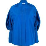 Camisas azules de seda de manga larga rebajadas manga larga con cuello alto DICE KAYEK talla L para mujer 