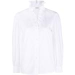 Camisas orgánicas blancas de algodón de manga larga manga larga con cuello alto SANDRO con volantes de materiales sostenibles para mujer 