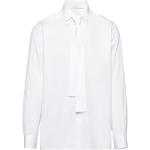 Camisas blancas de algodón doble cuello manga larga con logo Prada para hombre 