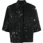 Camisas negras de algodón de lino  manga corta talla L para mujer 
