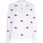 Camisas estampadas blancas de poliester rebajadas manga larga con cuello alto Valentino Garavani con lazo talla XL para mujer 