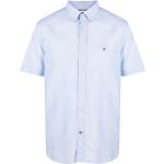 Camisas azules de algodón de lino  rebajadas manga corta con logo Tommy Hilfiger Sport talla M para hombre 