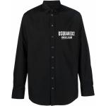 Camisas negras de algodón de manga larga manga larga con logo Dsquared2 para hombre 