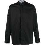 Camisas negras de algodón cuello Mao rebajadas manga larga con logo Karl Lagerfeld para hombre 