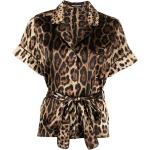 Camisas estampadas marrones de seda manga corta leopardo Dolce & Gabbana talla 3XL para mujer 
