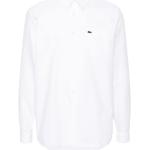 Camisas orgánicas blancas de algodón de manga larga manga larga con logo Lacoste de materiales sostenibles para hombre 