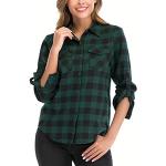 Camisas verdes de algodón de manga larga manga larga con escote V oficinas talla M para mujer 