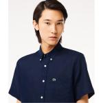 Camisas azul marino de lino de lino  manga corta Lacoste talla M para hombre 
