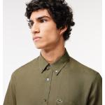 Camisas verdes de lino de lino  manga corta Lacoste talla M para hombre 