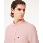 Camisas rosa pastel de lino de lino  Lacoste para hombre 
