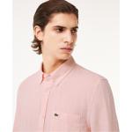 Camisas rosa pastel de lino de lino  Lacoste talla L para hombre 