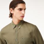Camisas verdes de lino de lino  Lacoste talla L para hombre 