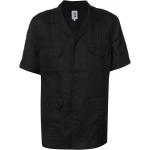 Camisas orgánicas negras de lino de lino  rebajadas manga corta talla M para hombre 