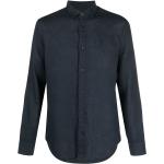 Camisas azules de lino de manga larga manga larga con logo Armani Exchange para hombre 