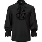 Camisas negras de poliester de traje  manga larga góticas floreadas con volantes talla M para mujer 