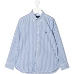 Camisas azules de algodón de manga larga infantiles con logo Ralph Lauren Lauren 