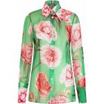 Camisas verdes de seda de manga larga tallas grandes manga larga floreadas Dolce & Gabbana con motivo de flores talla 3XL para mujer 