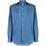 Camisas azules de algodón de manga larga manga larga XACUS para hombre 