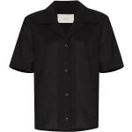 Camisas orgánicas negras de lino de lino  manga corta Asceno para mujer 