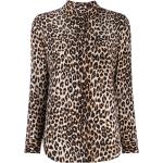 Camisas marrones de seda de manga larga manga larga leopardo EQUIPMENT para mujer 