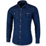 Camisas azules de algodón de manga larga tallas grandes manga larga vintage talla 3XL para hombre 