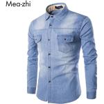Camisas azules de popelín de manga larga manga larga informales talla 3XL para hombre 