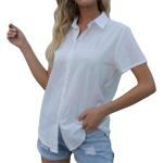 Camisas blancas de algodón de lino  de primavera tallas grandes manga corta lavable a mano talla 3XL para mujer 