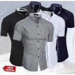 Camisas grises de poliester de manga corta tallas grandes manga corta formales talla 3XL para hombre 
