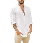 Camisas blancas de algodón de lino  tallas grandes informales talla 3XL para hombre 