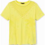 Camisetas amarillas de algodón de manga corta manga corta con cuello redondo floreadas Desigual Pico con bordado talla XL para mujer 