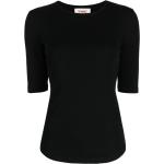 Camisetas orgánicas negras de algodón de manga corta manga corta con cuello redondo YMC de materiales sostenibles para mujer 