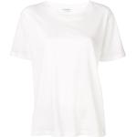 Camisetas blancas de algodón de manga corta manga corta con cuello redondo Saint Laurent Paris para mujer 