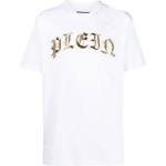 Camisetas blancas de algodón de manga corta manga corta con cuello redondo góticas con logo Philipp Plein para hombre 