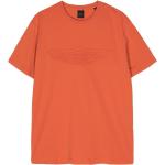 Camisetas naranja de algodón de cuello redondo manga corta con cuello redondo con logo Hackett para hombre 