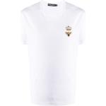 Camisetas blancas de poliester de cuello redondo manga corta con cuello redondo metálico Dolce & Gabbana con bordado para hombre 