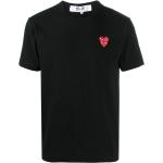 Camisetas negras de algodón de cuello redondo manga corta con cuello redondo con logo Comme des Garçons PLAY con bordado para hombre 