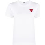 Camisetas blancas de algodón de cuello redondo con cuello redondo con logo Comme des Garçons PLAY con bordado para mujer 