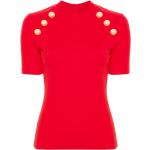 Camisetas rojas de poliamida de manga corta manga corta BALMAIN para mujer 