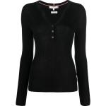 Camisetas negras de tencel con botones rebajadas manga larga de punto Tommy Hilfiger Sport talla XS para mujer 