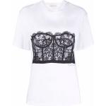 Camisetas blancas de algodón de manga corta manga corta con cuello redondo de encaje Alexander McQueen talla 3XL para mujer 