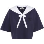 Camisetas azul marino de algodón de manga corta manga corta marineras con logo Miu Miu talla L para mujer 