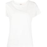 Camisetas orgánicas blancas de algodón de manga corta manga corta con cuello redondo YMC de materiales sostenibles para mujer 