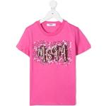 Camisetas rosas de algodón de manga corta infantiles rebajadas con logo MSGM con lentejuelas 12 años 