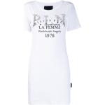 Camisetas blancas de algodón de manga corta manga corta con cuello redondo Philipp Plein para mujer 
