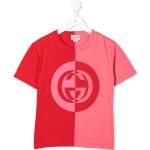 Camisetas rosas de algodón de algodón infantiles con logo Gucci 