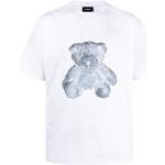 Camisetas blancas de algodón de manga corta manga corta con cuello redondo con motivo de oso para mujer 