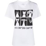 Camisetas blancas de algodón de manga corta manga corta con cuello redondo de punto 10 Corso Como con motivo de perros para mujer 