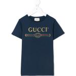 Camisetas azules de algodón de algodón infantiles con logo Gucci 5 años 