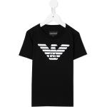 Camisetas negras de algodón de algodón infantiles con logo Armani Emporio Armani 