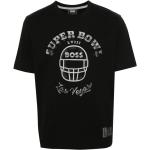 Camisetas negras de algodón de manga corta NFL manga corta con cuello redondo con logo HUGO BOSS BOSS para hombre 